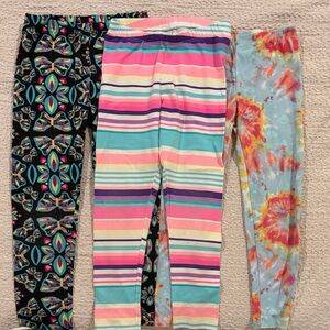 Multicolor Girls Leggings Set of 3